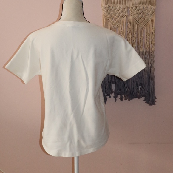 J. Crew White Blue Embroidered Collar Top - Picture 4 of 5